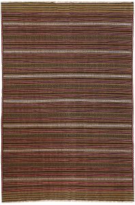 Maliki (Herat Kilim) Geometric Rectangle Wool Olive 4′ 4 x 6′ 5 / 132 x 196  – 78663957