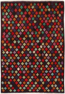Baluchi Afghanistan Ghiordes Rectangle Geometric Small Wool 4′ x 5′ 10 / 122 x 178  – 78663965