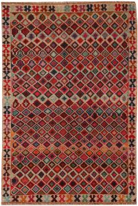 Baluchi Afghanistan Ghiordes Rectangle Geometric Small Wool 4′ x 5′ 8 / 122 x 173  – 78663990