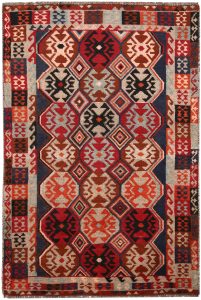 Baluchi Afghanistan Ghiordes Rectangle Geometric Small Wool 4′ x 5′ 11 / 122 x 180  – 78664001