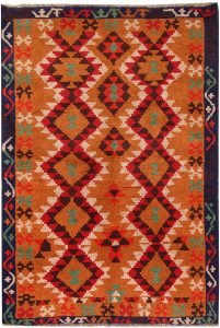 Baluchi Afghanistan Ghiordes Rectangle Geometric Small Wool 4′ x 5′ 11 / 122 x 180  – 78664062