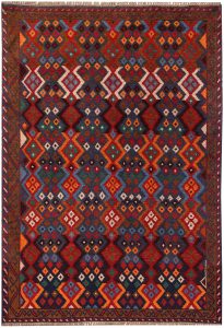 Baluchi Afghanistan Ghiordes Rectangle Geometric Small Wool 4′ x 5′ 9 / 122 x 175  – 78664082