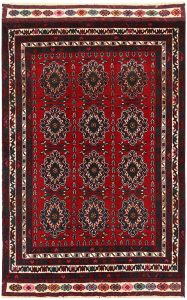 Baluchi Afghanistan Ghiordes Rectangle Geometric Small Wool 3′ 8 x 6′ / 112 x 183  – 78664168