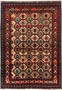 Baluchi Afghanistan Ghiordes Rectangle Geometric Small Wool 3′ 9 x 5′ 5 / 114 x 165  – 78664186