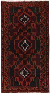Baluchi Afghanistan Ghiordes Rectangle Geometric Small Wool 3′ 4 x 6′ 2 / 102 x 188  – 78664199