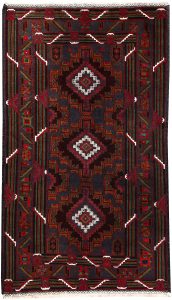 Baluchi Afghanistan Ghiordes Rectangle Geometric Small Wool 3′ 7 x 6′ 4 / 109 x 193  – 78664202
