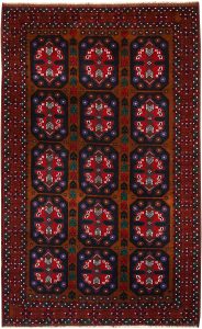Baluchi Afghanistan Ghiordes Rectangle Geometric Medium Wool 3′ 11 x 6′ 4 / 119 x 193  – 78664211