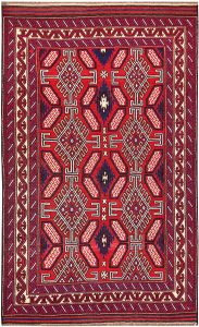 Soumak Geometric Rectangle Wool Red 5′ 10 x 9′ 6 / 178 x 290  – 78664430