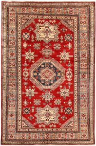 Kazak (Qazax) Geometric Rectangle Wool Red 5′ 3 x 8′ / 160 x 244  – 78664970