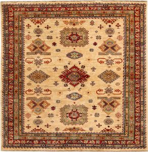 Kazak (Qazax) Geometric Square Wool Wheat 5′ 10 x 5′ 11 / 178 x 180  – 78665032