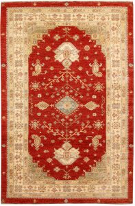 Oushak Curvilinear Rectangle Wool Orange Red 5′ 8 x 8′ 4 / 173 x 254  – 78665575