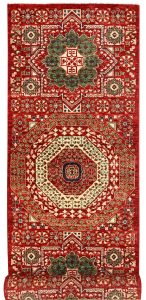 Mamluk (Medallion Design) Geometric Runner Wool Red 2′ 9 x 11′ 9 / 84 x 358  – 78665631