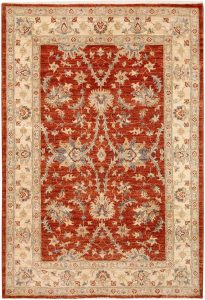 Ziegler Curvilinear Rectangle Wool Orange Red 4′ x 5′ 11 / 122 x 180  – 78665709