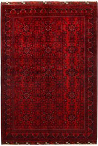 Afghan Khan Mohammadi Geometric Rectangle Wool Dark Red 6′ 5 x 9′ 2 / 196 x 279  – 78667006