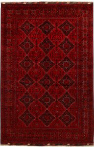 Afghan Khan Mohammadi Geometric Rectangle Wool Dark Red 6′ 4 x 9′ 10 / 193 x 300  – 78667019