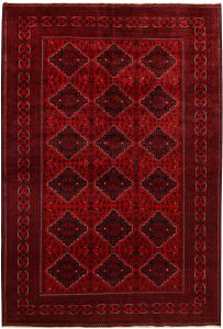 Afghan Khan Mohammadi Geometric Rectangle Wool Dark Red 6′ 8 x 9′ 9 / 203 x 297  – 78667023