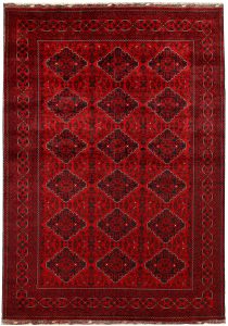 Afghan Khan Mohammadi Geometric Rectangle Wool Dark Red 6′ 5 x 9′ / 196 x 274  – 78667024