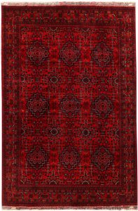 Afghan Khan Mohammadi Geometric Rectangle Wool Dark Red 6′ 6 x 9′ 7 / 198 x 292  – 78667032