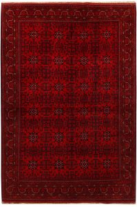 Afghan Khan Mohammadi Geometric Rectangle Wool Dark Red 6′ 9 x 9′ 9 / 206 x 297  – 78667035