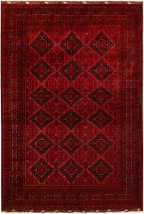 Afghan Khan Mohammadi Geometric Rectangle Wool Dark Red 6′ 8 x 9′ 9 / 203 x 297  – 78667040