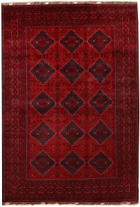 Afghan Khan Mohammadi Geometric Rectangle Wool Dark Red 6′ 7 x 9′ 6 / 201 x 290  – 78667042