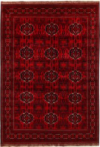Afghan Khan Mohammadi Geometric Rectangle Wool Dark Red 6′ 3 x 9′ 1 / 191 x 277  – 78667054