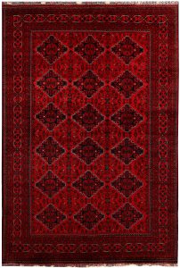 Afghan Khan Mohammadi Geometric Rectangle Wool Dark Red 6′ 5 x 9′ 5 / 196 x 287  – 78667087