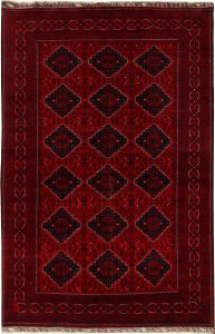 Afghan Khan Mohammadi Geometric Rectangle Wool Dark Red 6′ 3 x 9′ 9 / 191 x 297  – 78667099