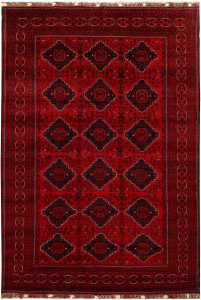 Afghan Khan Mohammadi Geometric Rectangle Wool Dark Red 6′ 5 x 9′ 8 / 196 x 295  – 78667133