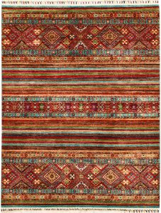 Kazak (Qazax) Geometric Rectangle Wool Conglomerate 5′ 1 x 6′ 4 / 155 x 193  – 78667246