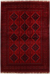 Afghan Khan Mohammadi Geometric Runner Wool Dark Red 6′ 7 x 9′ 9 / 201 x 297  – 78667504