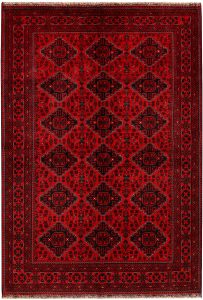 Afghan Khan Mohammadi Geometric Rectangle Wool Dark Red 6′ 7 x 9′ 6 / 201 x 290  – 78667851