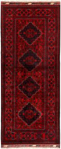 Afghan Khan Mohammadi Geometric Runner Wool Dark Red 2′ 7 x 6′ 3 / 79 x 191  – 78668110