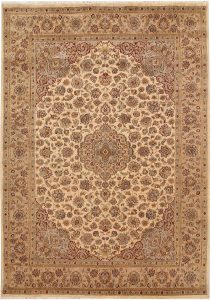 Sepahan Curvilinear Rectangle Wool / Silk Blanched Almond 5′ 8 x 7′ 10 / 173 x 239  – 78668337