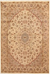 Sepahan Curvilinear Rectangle Wool / Silk Blanched Almond 5′ 6 x 8′ 2 / 168 x 249  – 78668346