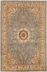 Tree of Life Curvilinear Rectangle Wool / Silk Light Slate Grey 6′ 1 x 9′ 2 / 185 x 279  – 78668391