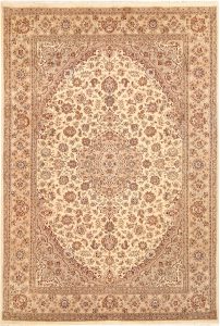 Sepahan Curvilinear Rectangle Wool / Silk Blanched Almond 6′ 7 x 9′ 9 / 201 x 297  – 78668452