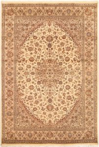 Sepahan Curvilinear Rectangle Wool / Silk Blanched Almond 6′ 7 x 9′ 10 / 201 x 300  – 78668460