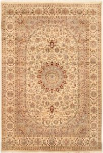 Sepahan Curvilinear Rectangle Wool / Silk Blanched Almond 6′ 6 x 9′ 7 / 198 x 292  – 78668466