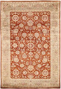 Mahallat (Mahal) Curvilinear Rectangle Wool / Silk Sienna 6′ 6 x 9′ 8 / 198 x 295  – 78668470