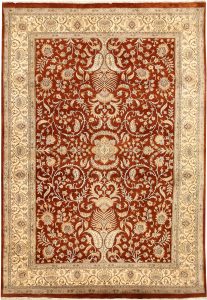 Mahallat (Mahal) Curvilinear Rectangle Wool / Silk Sienna 6′ 6 x 9′ 5 / 198 x 287  – 78668473