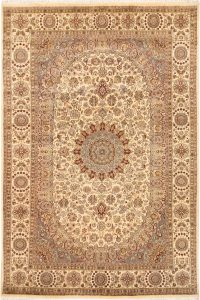 Sepahan Curvilinear Rectangle Wool / Silk Blanched Almond 6′ 6 x 9′ 9 / 198 x 297  – 78668482