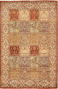 Bakhtiar Pakistan Senneh Rectangle Geometric Medium Wool / Silk 4′ 7 x 7′ / 140 x 213  – 78668501