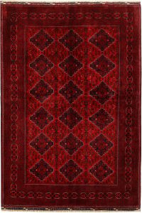 Afghan Khan Mohammadi Geometric Rectangle Wool Dark Red 6′ 6 x 9′ 6 / 198 x 290  – 78668929