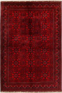 Afghan Khan Mohammadi Geometric Rectangle Wool Dark Red 6′ 8 x 9′ 7 / 203 x 292  – 78668937