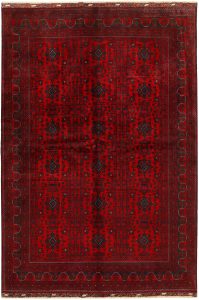 Afghan Khan Mohammadi Geometric Rectangle Wool Dark Red 6′ 7 x 9′ 6 / 201 x 290  – 78668941