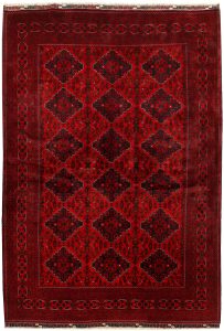 Afghan Khan Mohammadi Geometric Rectangle Wool Dark Red 6′ 5 x 9′ 5 / 196 x 287  – 78668969