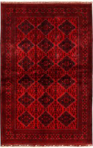 Afghan Khan Mohammadi Geometric Rectangle Wool Dark Red 6′ 4 x 9′ 9 / 193 x 297  – 78668980