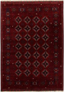 Afghan Khan Mohammadi Geometric Rectangle Wool Maroon 5′ 5 x 7′ 8 / 165 x 234  – 78669372