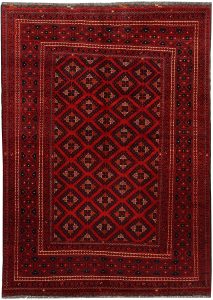 Afghan Khan Mohammadi Geometric Rectangle Wool Red 4′ 8 x 6′ 4 / 142 x 193  – 78669384